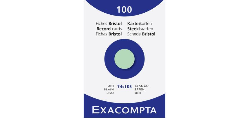 Estuche Exacompta 100 fichas Exacompta cartulina bristol - liso sin taladro 74x105mm - Verde