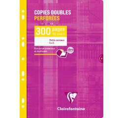 Copies doubles perforées-blanc A4 petits carreaux 300 pages - Rose framboise