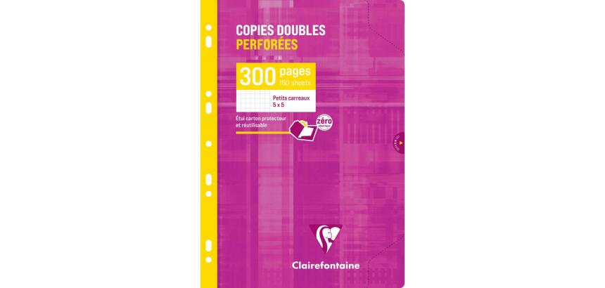 Copies doubles perforées-blanc A4 petits carreaux 300 pages - Rose framboise