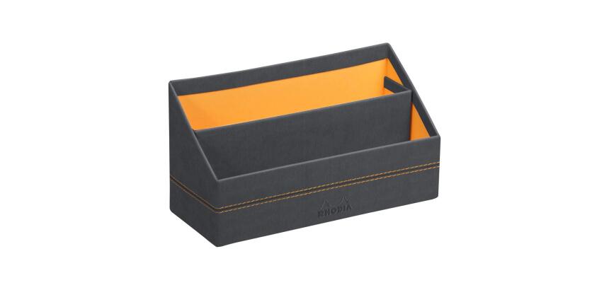 Rhodiarama porte-courrier simili cuir italien 25 x 10 x 14 cm - Titane