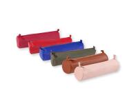 CUIR TEINTE Trousse ronde Ø5,5x22 cm - Assortis