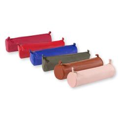 CUIR TEINTE Trousse ronde Ø5,5x22 cm - Assortis