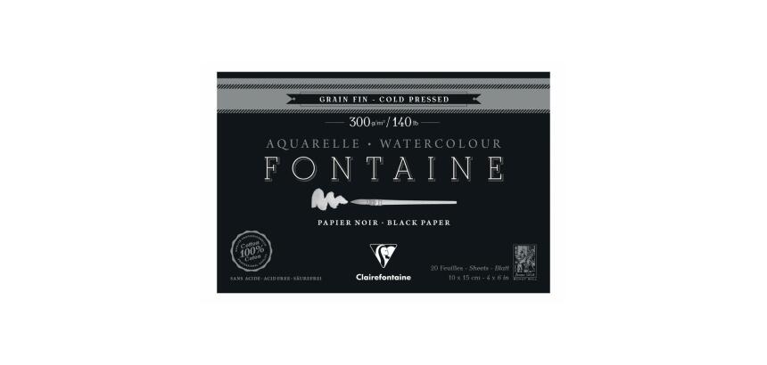 Fontaine Noir bloc collé 4 côtés 20F 10x15cm 300g grain fin