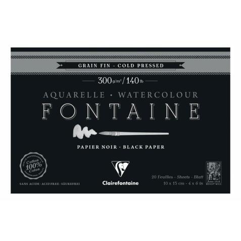 Fontaine Noir bloc collé 4 côtés 20F 10x15cm 300g grain fin