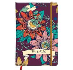 Frida Kahlo, Carnet rembordé rigide A6 10,5x14,8 cm, 160 pages, uni, marque page, fermeture élastique, ass.