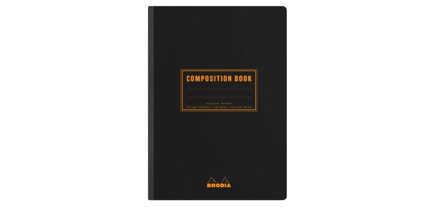 Rhodia Classic Composition book A5 ligné+M 7 mm 160 pages 80g non microperforé - Noir