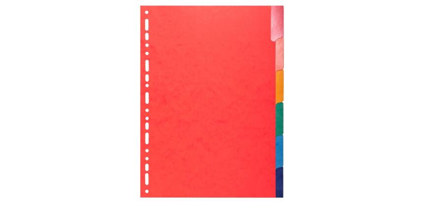 Intercalaires Carte lustrée 225g avec onglets renforcés - 6 positions - A4 - Couleurs assorties