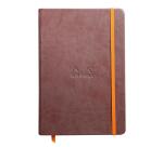 Rhodiarama carnet rembordé rigide A5 192 pages ligné papier ivoire 90g fermeture élastique - Chocolat