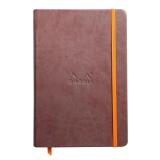Rhodiarama carnet rembordé rigide A5 192 pages ligné papier ivoire 90g fermeture élastique - Chocolat