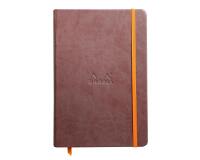 Rhodiarama carnet rembordé rigide A5 192 pages ligné papier ivoire 90g fermeture élastique - Chocolat