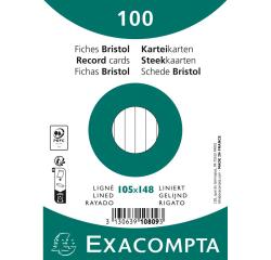 Fichas de cartulina bristol 205 g/m2 - Rayado - 105x148 mm - Blanco