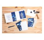 Cyanotype, Set de correspondance 12x16,5 cm contenant 8 cartes simples 11x15,5 cm assorties et 8 enveloppes Pollen C6 blanc naturel