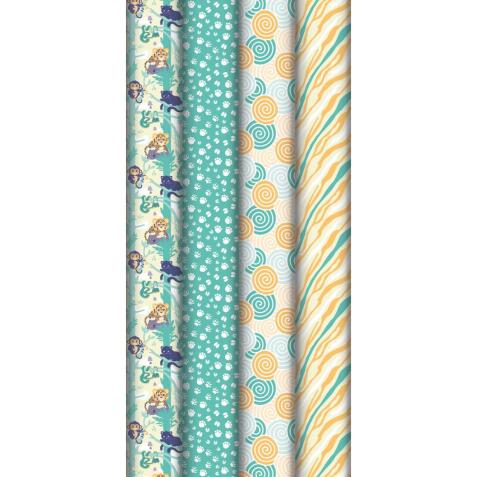 Kraft blanc 60g, Jungle 2x0,70m, en carton prés. de 30rlx - Assortiment