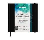 Rhodia Touch Watercolor Book, papier grain fin 100% coton 300g - 15x15 cm 40 pages - Noir