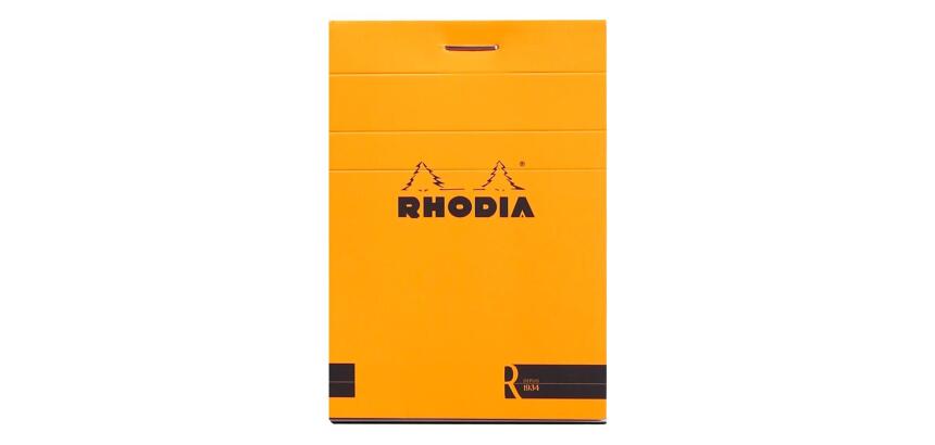 Bloc agrafé Rhodia le R N°11 7,2x10,5 cm 70 feuillets ligné 90g - Orange