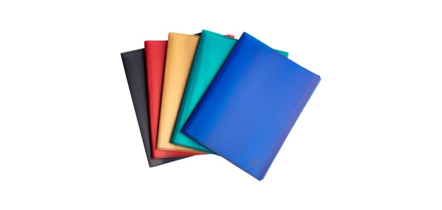 Carpetas de fundas Polipropileno recicladas Opak reciclado flexible 4/10 e - (Vistas: 40 Fundas: 20) - 24x32 cm para A4 - Colores surtidos