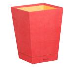 Rhodiarama corbeille à papier simili cuir italien 27x27x32 cm - Corail