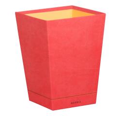 Rhodiarama corbeille à papier simili cuir italien 27x27x32 cm - Corail