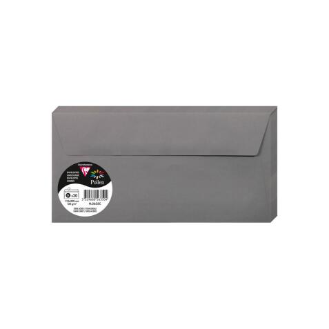 Paquet de 20 enveloppes Pollen 110x220mm 120g/m2 - Gris acier