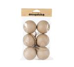 Sachet de 6 boules avec cordon doré 6cm - Kraft