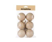 Sachet de 6 boules avec cordon doré 6cm - Kraft
