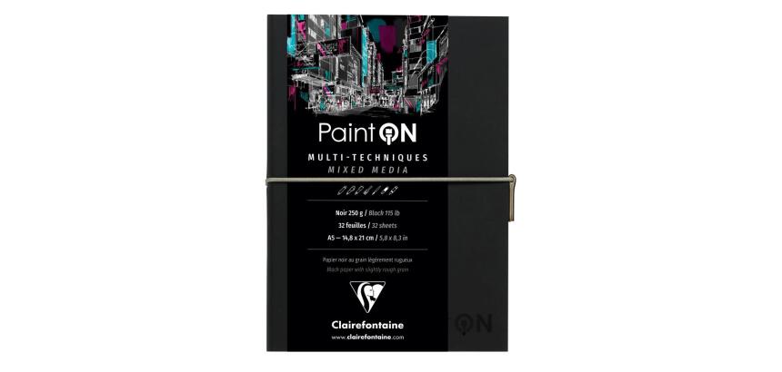 Paint'ON Noir carnet cousu 32F A5 250g - Noir