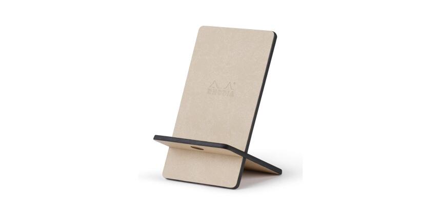 Rhodiarama support pour téléphone mobile simili cuir italien 13x8x8,5 cm - Beige