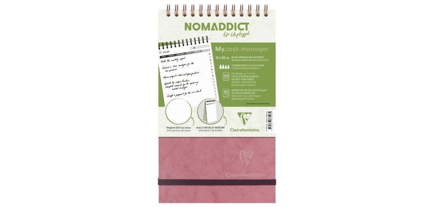 My.task.manager Age Bag bloc de bureau reliure intégrale en-tête 12x20 cm 250 pages détachables réglure DOT au verso - Rose antique