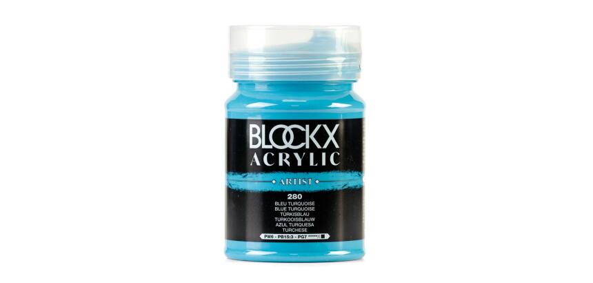 Peinture acrylique fine pot 500ml - Bleu turquoise