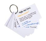 Paquet de 50 Flashcards sous film + anneau - bristol ligné perforé - format A7 - Couleurs assorties