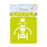 Set de 6 pochoirs enfants, Robots - Orange