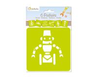 Set de 6 pochoirs enfants, Robots - Orange