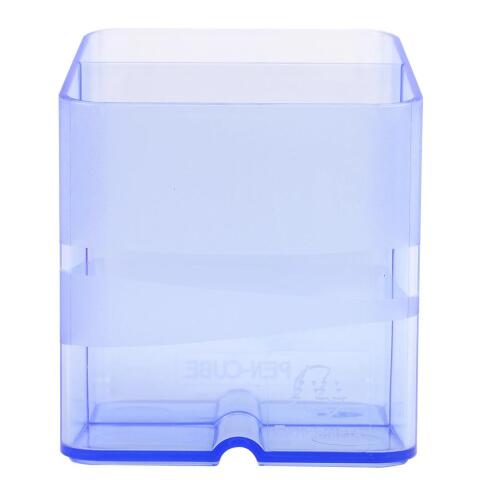 Cubiletes Pen Cube, 2 compartimentos diferentes tamaños y alturas, bloqueador de cables. LINICOLOR (translucido) - Azul hielo