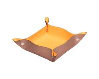 Rhodiarama vide-poche réversible simili cuir italien 12x12x4,5 cm - Bois de rose