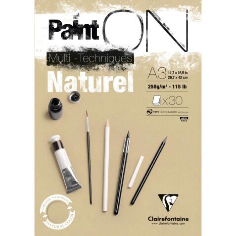 Paint'ON Naturel bloc collé 30F A3 250g