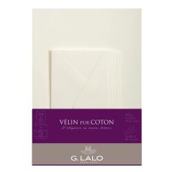 Ensemble Vélin pur coton 10 feuilles A4 et 5 enveloppes DL - Crème