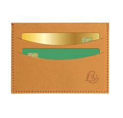 Porte-cartes horizontal avec poches centrales Denim - Moutarde