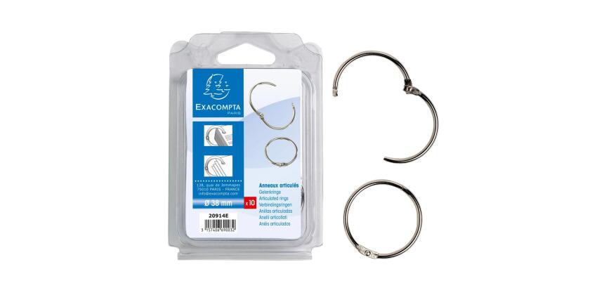 Blister de 10 anneaux articulés - Diamètre 38mm