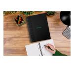 Greenbook cahier recyclé et recyclable en carte rigide 715 g/m2 - A4+ 22,5x29,7 cm 160 pages Ligné perforation 4 trous - Papier Clairefontaine recyclé 90 g/m2 - Noir - New - Noir