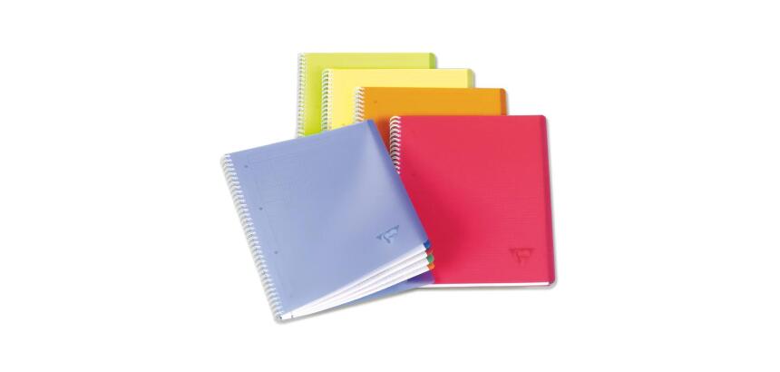 Cahier reliure intégrale Linicolor FRESH 24x32cm 160 pages petits carreaux 4 couleurs de bande couverture plastique polypropyène rainuré Couleur aléatoire - Assortis