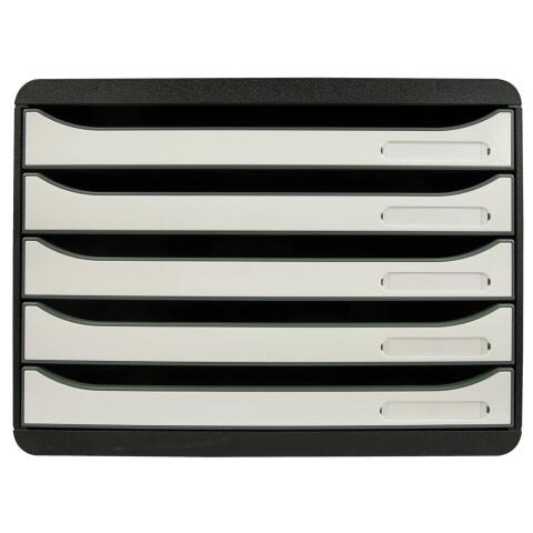 Módulo individual BIG-BOX PLUS HORIZON, 5 cajones, STOP de seguridad, porta-etiquetas - 270x355x271 mm - GLOSSY - Blanco glossy