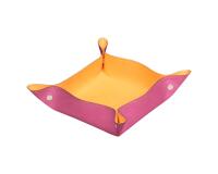 Rhodiarama vide-poche réversible simili cuir italien 12x12x4,5 cm - Fuchsia