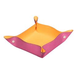 Rhodiarama vide-poche réversible simili cuir italien 12x12x4,5 cm - Fuchsia