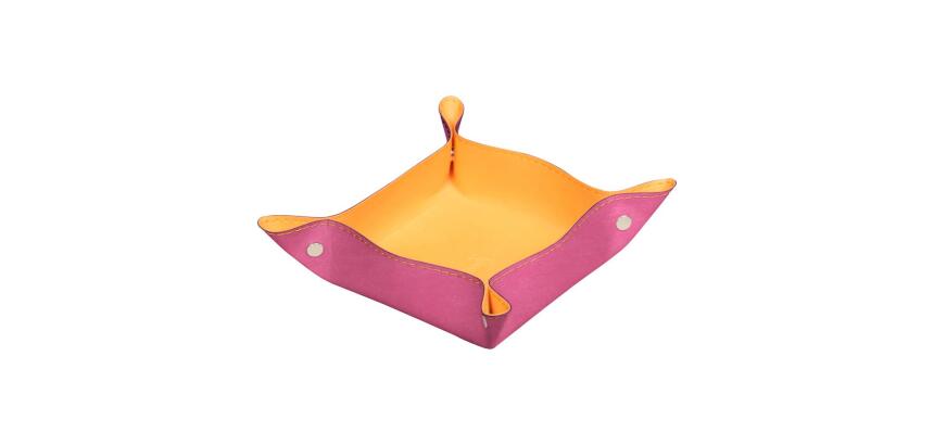 Rhodiarama vide-poche réversible simili cuir italien 12x12x4,5 cm - Fuchsia