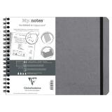 My.Notes Age Bag cahier reliure intégrale à marges détachables B5 paysage 120 pages détachables DOT + cadre en-tête - Gris