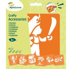 Set de 6 pochoirs enfants, Pirates - Orange