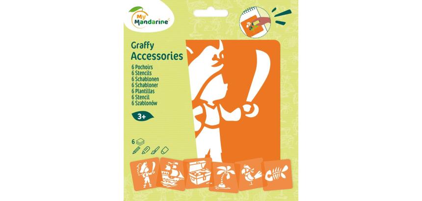 Set de 6 pochoirs enfants, Pirates - Orange