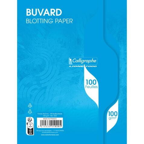 Buvard 7000 16x21 cm 100 feuilles uni 100 g teinte blanche