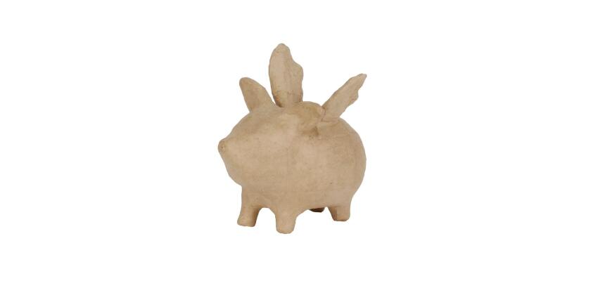 Tirelire cochon volant 15,5x11x14cm - Kraft