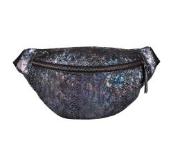 Schwarze Gürteltasche aus Leder, Céleste lazer, 30x16,2 cm - Metallic-Schwarz